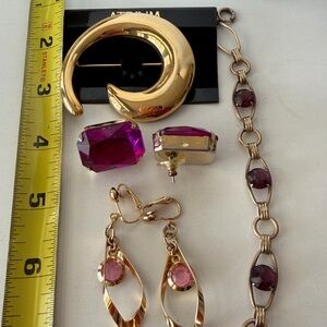 Elegant Vintage Purple Beaded Necklace Set 5 pieces